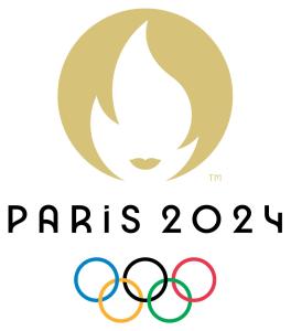 un logo pour les olympiques de paris dans l'établissement Appartement Cosy Nemours, à Nemours