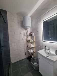 Un baño con lavabo, inodoro y espejo. en Stan na dan Pale Ice 2, en Pale 6 fotos más