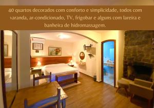 Cama ou camas em um quarto em Hotel da Cachoeira