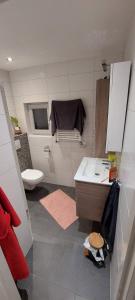 y baño con lavabo y aseo. en Private room 7m2 with desk & oven, en Rheden
