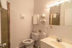 a white bathroom with a toilet and a sink at 235 Véranda sous tout son charme in Trois-Rivières