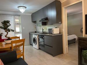 eine Küche mit Waschmaschine und Trockner im Zimmer in der Unterkunft Hill Luxury Cottage in Roodepoort