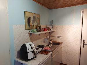 a kitchen with a toaster on a counter next to a sink at Kuca - STUDIO in Požega