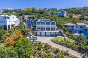 an aerial view of a house on a hill at Lookout Lodge in Plettenberg Bay