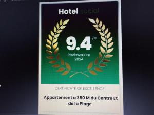 Certyfikat, podpis lub inny dokument wystawiony w obiekcie Appartement a proximité du centre et de la Plage a Meze