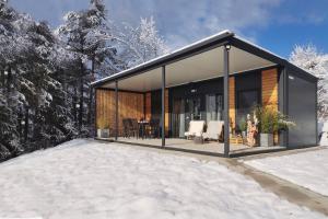 Una casa en la nieve en el bosque en Apartma LeMa en Velike Lašče