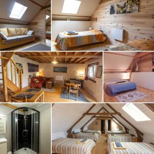 a collage of photos of a hotel room at Le Jardin Enchanteur, chaleureuse maison d'hôtes éco-responsable, calme et accueillante in Lopérec