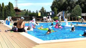 a group of people playing in a swimming pool at Dworek Tucholski in Zblewo