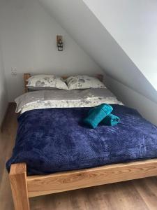 Posteľ alebo postele v izbe v ubytovaní Jaśkowa Chata Bieszczady apartament z basenem