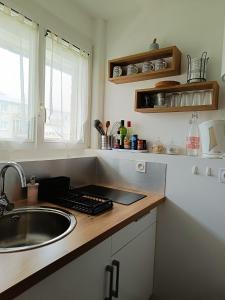 una cucina con lavandino e piano di lavoro di Moderne & au centre - Studio a Lorient