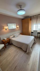 1 dormitorio con 1 cama grande en una habitación en Hostal Atienzar en Albacete
