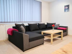 a living room with a couch and a table at Apartment U Dzina-2 by Interhome in Polubný