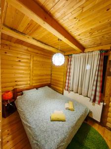 a bedroom with a bed in a log cabin at Apartment Midzor in Crni Vrh