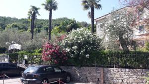 a car parked in a parking lot next to a house at Albergo Blueline in Tellaro
