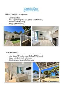 eine Collage mit vier Bildern eines Hauses in der Unterkunft Angolo Mare Apartments & Rooms in Porto Pino
