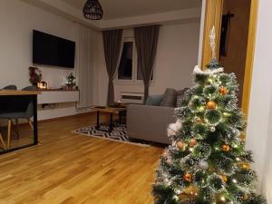 Un árbol de Navidad en una sala de estar en Srebrni Breg, en Zlatibor 3 fotos más