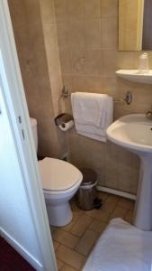 La salle de bains est pourvue de toilettes et d'un lavabo. dans l'établissement Hotel Paris Bercy, à Paris