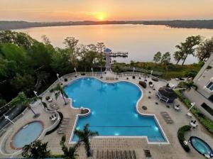 an overhead view of a pool at a resort at Big Pool, stunning Lakeview, Sunrise, Disney # 710 in Orlando