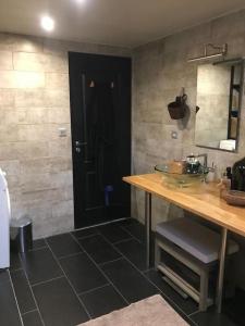 baño con lavabo y encimera con espejo en Lepadaloft en Villeneuve-Saint-Georges