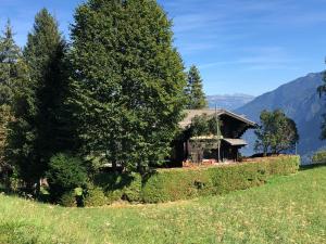 uma casa no lado de uma colina com árvores em Chalet Mex em Saint-Maurice