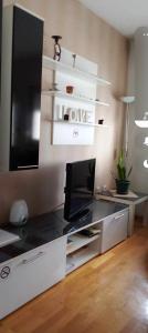 salon z biurkiem i telewizorem z płaskim ekranem w obiekcie Andrea w mieście Banja Luka
