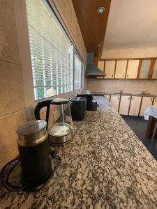 a kitchen counter with a blender on a counter top at CHACRAS Lodge in Mendoza