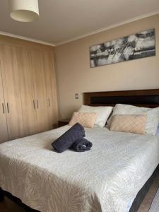1 dormitorio con cama con almohada en Depto Estudio 1811 Edificio Centro Blanco, en Temuco
