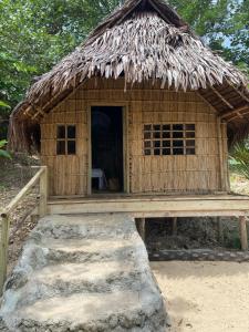 a small house with a thatched roof at Million Dollar View in Luganville