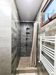 a bathroom with a shower and a window at Apart10 "Capture Old Tbilisi Spirit" in Tbilisi City