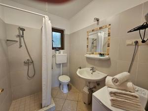 y baño con aseo y lavamanos. en Apartments & rooms MIKLEUS, en Mošćenička Draga