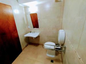 małą łazienkę z toaletą i umywalką w obiekcie HOSTERIA Auroras de Fuego w mieście Ushuaia