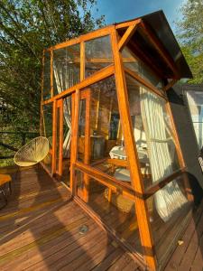 Balkón nebo terasa v ubytování NaturalMente Glamping