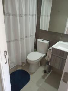 een badkamer met een wit toilet en een wastafel bij Depto. en el centro de Viña in Viña del Mar