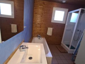 ein Badezimmer mit Waschbecken, Toilette und Dusche in der Unterkunft Chalet confortable avec cheminée proche de La Bresse-Hohneck, idéal pour famille et amis. - FR-1-589-123 in La Bresse + 19 Fotos