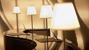 a group of four lamps in a room at Hotel JAL City Kannai Yokohama in Yokohama