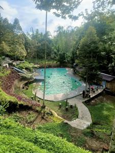 特特巴图Lingkung Park Tetebatu的公园中央的游泳池