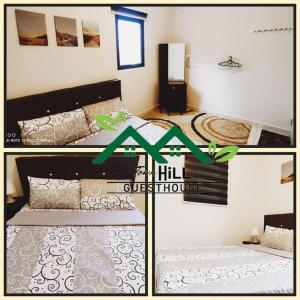 a collage of three pictures of a bedroom at Townhill Guesthouse @ Bandar Teknologi Kajang in Semenyih