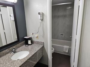 baño con lavabo y teléfono en Econo Lodge Biltmore, en Asheville