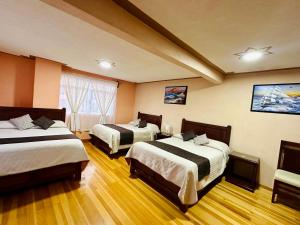 Postel nebo postele na pokoji v ubytování Hotel Monarca Tlalpujahua