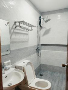 uma casa de banho com um WC e um lavatório em Aurelle Inn em Legazpi