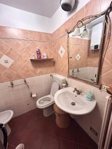 uma casa de banho com um WC e um lavatório em B&B Borgata 2000 em Borgata Sestriere