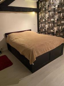 een slaapkamer met een bed in een kamer bij Etage privé in Blainville-sur-lʼEau