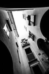 a black and white photo of a building at Scabi Apartments in Trapani