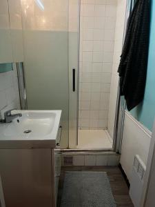 圣旺Chambre en appartement - Proche métro 13 et 14的带淋浴、水槽和淋浴的浴室