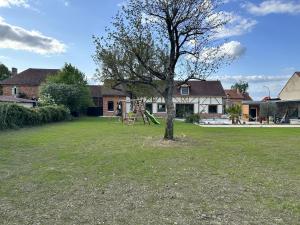 a tree in a yard with a playground at Au naturel in Montreuil-sur-Barse