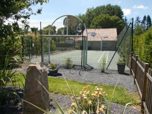 una pista de tenis con un espejo en el jardín en L'olifred, en Mathaux