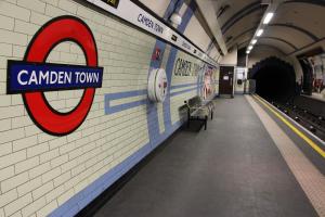 a subway station with a sign that reads canadian town at Deluxe Apartment - 1 Min Away From Camden Market and Station in London