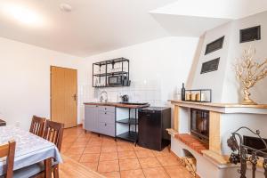 una cocina con fregadero y estufa en Penzion Vinařství W18, en Velké Bílovice 8 fotos más