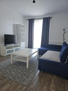 - un salon avec un canapé et une table basse dans l'établissement Apartament Ion Heliade, à Târgu-Mureş