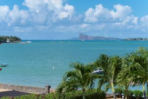 a large body of water with palm trees on a beach at THE BAY 3 ***** in Grand Baie